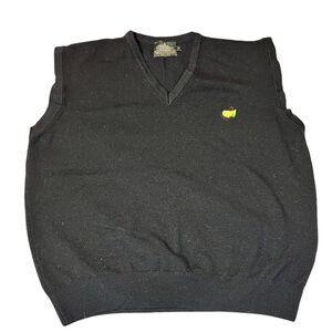 The Masters Men’s Merino Wool Sleeveless V-Neck Black Sweater - XL